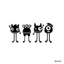 Children Wall Tattoo Monsters Illustration Kids Stickers Tattoos Nursery Pictures Decoration Glass Door Drawings Monster Pics Diy