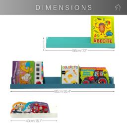 Nursery Bookshelf From Metal, Stainless Steel Kids Book Shelves, Colorful Wall Mounted Shelf Ledge, Floating Shelf, Bookcase For Room - thumbnail 3