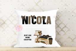 Personalised Leopard Print Book Pocket Cushion, Reading Pillow - thumbnail 1