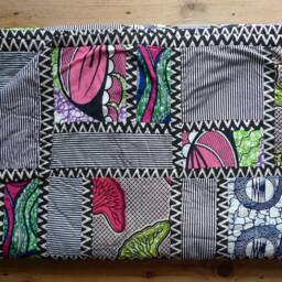 Handmade Quilt, Wax Print Cotton King Size Bedding Set, Wool & Cotton Blanket, Large Colourful Bedspread - thumbnail 2