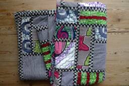Handmade Quilt, Wax Print Cotton King Size Bedding Set, Wool & Cotton Blanket, Large Colourful Bedspread - thumbnail 1