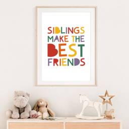 Siblings Make The Best Friends Print, Sibling Prints, Playroom, Big Sis, Bro, Playroom Rainbow Wall Art, Prints - thumbnail 2