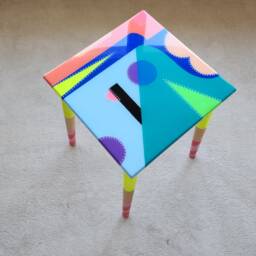 Funky Resin Coffee Table, Colorful Neon Painted Legs, Eclectic Pop Art - thumbnail 2