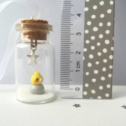 Cockatiel Christmas Decoration - Little Pottery in A Miniature Glass Bottle. Mini Bird Ornament - thumbnail 2