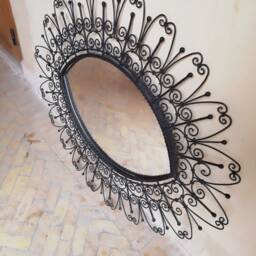 Moroccan Wrought Iron Mirror Handmade Eye-Shape Wall Decor - 90x60cm - thumbnail 2