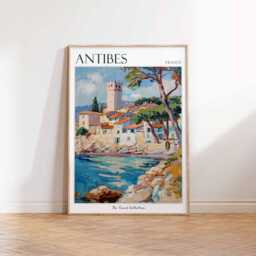 Antibes France Travel Poster French Riviera Coastal Art - thumbnail 3