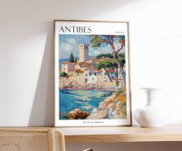 Antibes France Travel Poster French Riviera Coastal Art - thumbnail 1