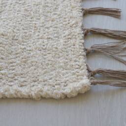 Runner Rug Cream 200 cm, Hallway Rug, Kitchen Bathroom Cotton Living Room Area Hand Loomed Boho Unique - thumbnail 4