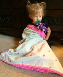 "Lime Seersucker & Pink Flamingo Baby Blanket ""Dd's Mingo's" - thumbnail 1