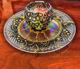 Exotic Henna Design Plate With A Candle - thumbnail 1