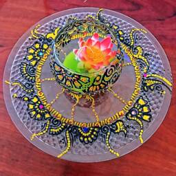 Exotic Henna Design Plate With A Candle - thumbnail 2