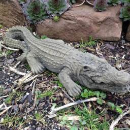 Crocodile Caiman Animal Figure Sculpture Art Sandstone Antique Look S 35 - thumbnail 3