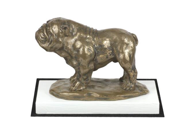 Bulldog, English Dog On White Wooden Base Statue, Limited Edition, Artdog - image 1