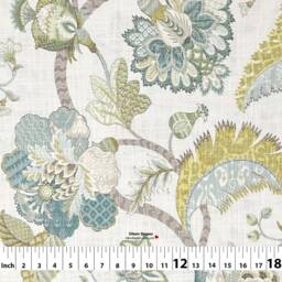 Finders Keepers 3 Colors French Blue Peacock Spice Jacobean Floral Flower Cotton Curtain Pleated, Lined Drapery Offered As Upgrades - thumbnail 2