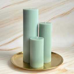 Fresh Linen - Tall Scented Ribbed Pillar Candles - thumbnail 1