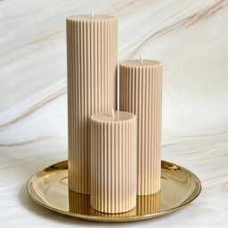Fresh Linen - Tall Scented Ribbed Pillar Candles - thumbnail 4