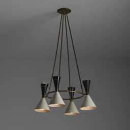 1950S Mid Century Stilnovo Style Chandelier Customizable 4 Arm 8 Lights Modern Pendant Italian Sputnik By - thumbnail 2