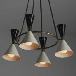 1950S Mid Century Stilnovo Style Chandelier Customizable 4 Arm 8 Lights Modern Pendant Italian Sputnik By - thumbnail 3