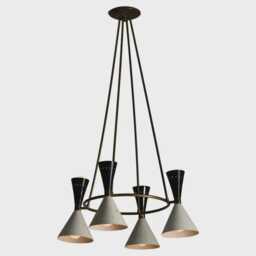 1950S Mid Century Stilnovo Style Chandelier Customizable 4 Arm 8 Lights Modern Pendant Italian Sputnik By - thumbnail 1