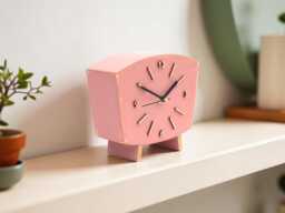 Pastel Pink Wood Desk Clock, Shabby Chic Distressed Shelf Clock - thumbnail 1