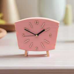 Pastel Pink Wood Desk Clock, Shabby Chic Distressed Shelf Clock - thumbnail 4