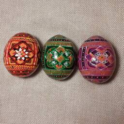 Set Of 3 Ukrainian Painted Wooden Easter Eggs 2, 25 - thumbnail 2
