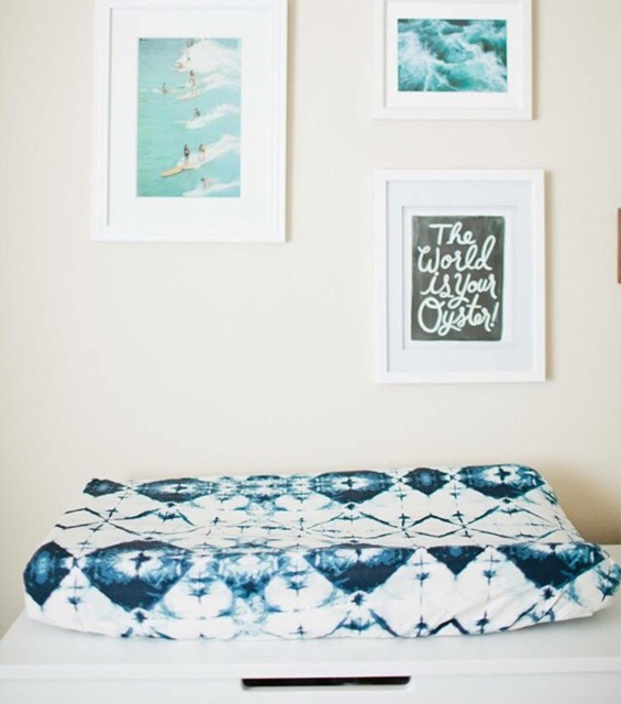 Ready To Ship Mini Sheet Or Changing Table Cover Baby Bedding Pad/Navy Blue Ikat Nursery - image 1