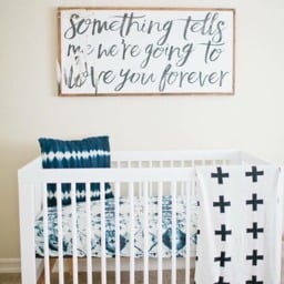 Ready To Ship Mini Sheet Or Changing Table Cover Baby Bedding Pad/Navy Blue Ikat Nursery - thumbnail 3