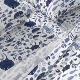 Ocean Animals Sheets - Under The Deep Blue Sea By Red_Raspberry_Design Nautical Life Cotton Sateen Sheet Set Bedding Spoonflower - thumbnail 2