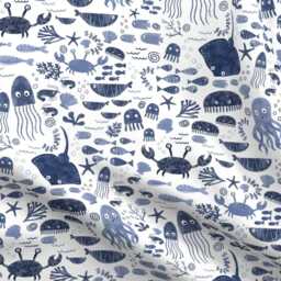 Ocean Animals Sheets - Under The Deep Blue Sea By Red_Raspberry_Design Nautical Life Cotton Sateen Sheet Set Bedding Spoonflower - thumbnail 4