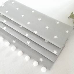 Grey Stars Blackout Roman Blind With Pom Trim - thumbnail 2