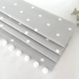 Grey Stars Blackout Roman Blind With Pom Trim - thumbnail 1