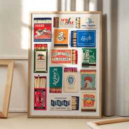 Retro Matchbook Art Canvas Poster, Wall Art, Apartment Aesthetic Decor, Home Printed Gift - thumbnail 1
