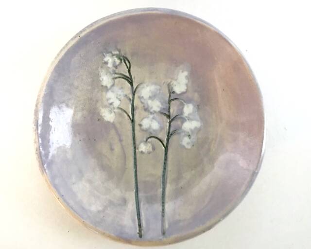 Lily Of The Valley Ceramic Soap Dish. Spoon Rest. Symbol Purity & Happiness. Botanical Pottery. Purple Decor. Jewelry Small Plate - image 1