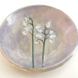 Lily Of The Valley Ceramic Soap Dish. Spoon Rest. Symbol Purity & Happiness. Botanical Pottery. Purple Decor. Jewelry Small Plate - thumbnail 3