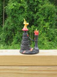 Miniature Black Tower With Crystals ~ Tiny Crystal Castle Mini Castle Tower Dark Flame Fire Mage - thumbnail 1