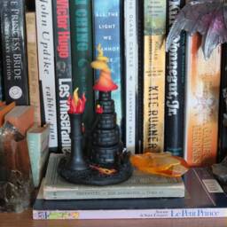 Miniature Black Tower With Crystals ~ Tiny Crystal Castle Mini Castle Tower Dark Flame Fire Mage - thumbnail 4
