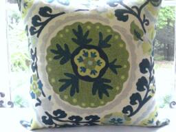 Suzani Decorative Designer Cover - Throw & Lumbars Lime, Citron, Aqua, Indigo.green, Cream