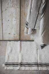 French Style Linen Bath Mat With Black Stripes, Hypoallergenic Mat, Linen Decor, Eco-Friendly Bathroom Essentials - thumbnail 1