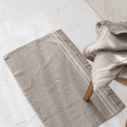 French Style Linen Bath Mat With Black Stripes, Hypoallergenic Mat, Linen Decor, Eco-Friendly Bathroom Essentials - thumbnail 3