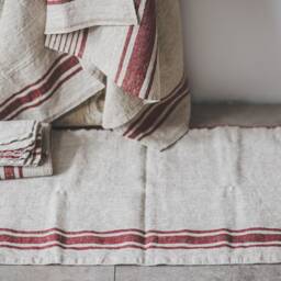 French Style Linen Bath Mat With Black Stripes, Hypoallergenic Mat, Linen Decor, Eco-Friendly Bathroom Essentials - thumbnail 4