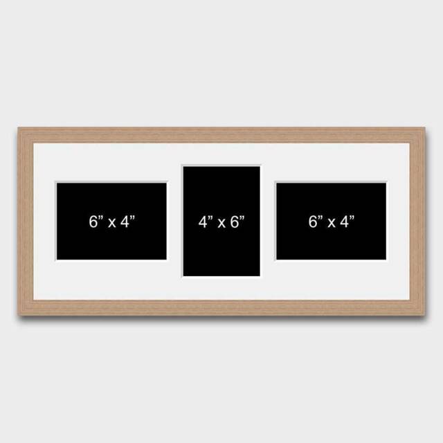 Oak Veneer Multi Photo Picture Frame - Holds Three 6x4 & 4x6 Photos - image 1