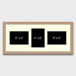 Oak Veneer Multi Photo Picture Frame - Holds Three 6x4 & 4x6 Photos - thumbnail 2