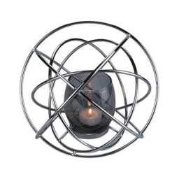 Modern Silver Orb Candle Holder - Geometric Metal Tealight Lantern - thumbnail 4