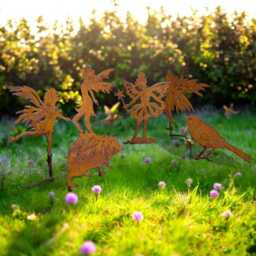 Garden Silhouette Miniture Fairy's Fairy Spikes Animal Features Set Of 6 Real Rusty Metal - thumbnail 3