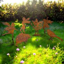 Garden Silhouette Miniture Fairy's Fairy Spikes Animal Features Set Of 6 Real Rusty Metal - thumbnail 2
