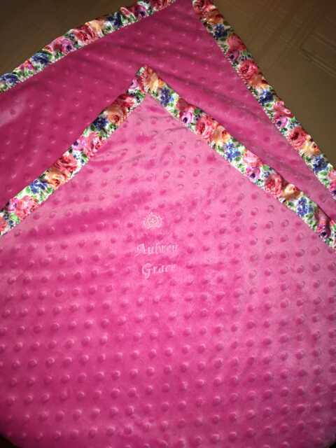Pink Rose Minky Baby Blanket - image 1
