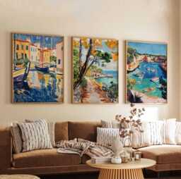 Set Of 3 Menorca Travel Posters, Spain Wall Art Prints, Balearic Islands Decor, Coastal Artwork, Spanish Print - thumbnail 1