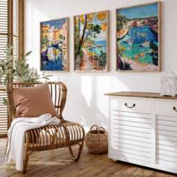Set Of 3 Menorca Travel Posters, Spain Wall Art Prints, Balearic Islands Decor, Coastal Artwork, Spanish Print - thumbnail 3