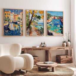 Set Of 3 Menorca Travel Posters, Spain Wall Art Prints, Balearic Islands Decor, Coastal Artwork, Spanish Print - thumbnail 2